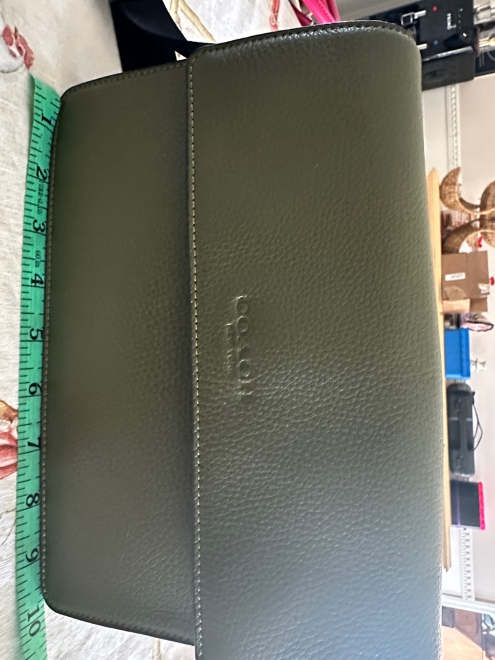 Coach Olive Green Pebbled Leather Men’s Organizer Wallet